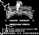 Mighty Morphin Power Rangers title screen for GameBoy